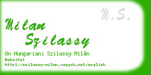 milan szilassy business card